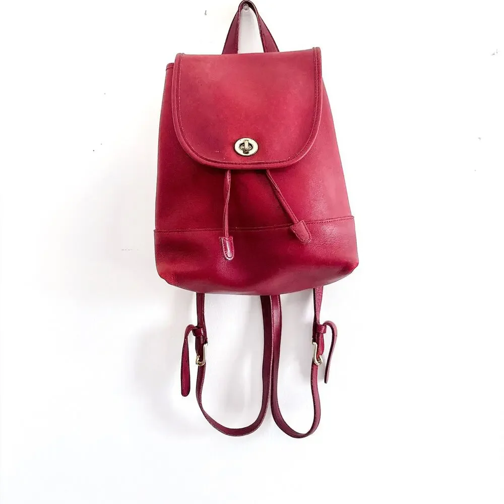 VINTAGE COACH LEATHER DAYPACK BACKPACK - RED
